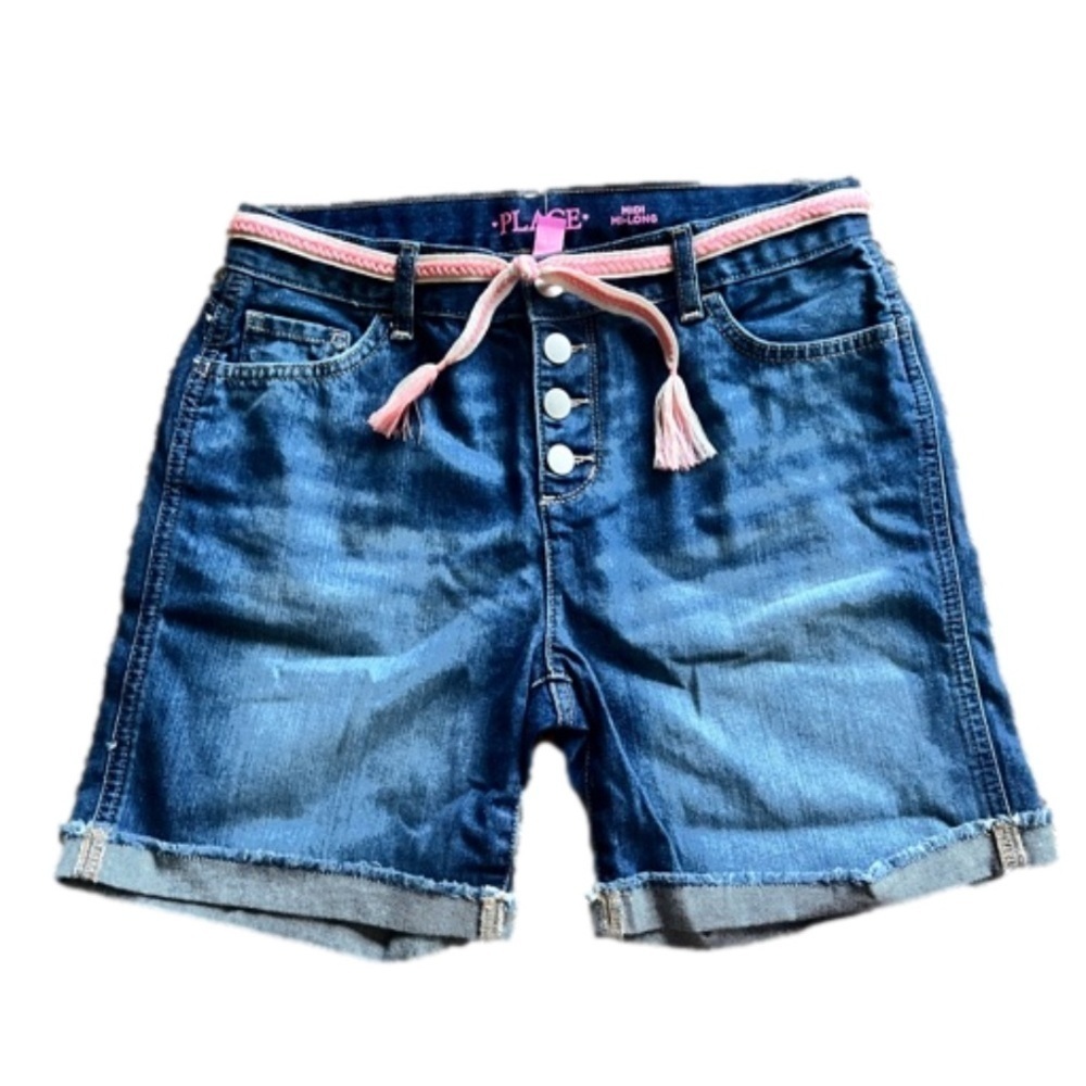 Girls Children’s Place Midi Mi-Long belted denim shorts - size 16